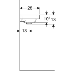 Umywalka iCon Light kompaktowa 38 cm, z otworem z lewej, bez przelewu, z półką z lewej GEBERIT 501.831.00.1