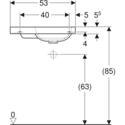 Umywalka iCon Light kompaktowa z powierzchnią odkładczą 53 cm, bez otworu, bez przelewu, z półką z lewej GEBERIT 501.833.00.3