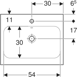 Umywalka iCon Light 60 cm, z otworem na środku, z przelewem,  GEBERIT 501.834.00.1