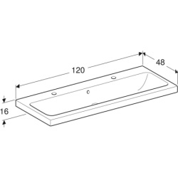 Umywalka iCon Light 120 cm, z otworem z lewej i prawej, z przelewem,  GEBERIT 501.837.00.1
