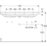 Umywalka iCon Light 120 cm, bez otworu, z przelewem,  GEBERIT 501.837.00.3
