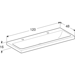 Umywalka iCon Light 120 cm, z otworem z lewej i prawej, bez przelewu,  GEBERIT 501.837.00.5