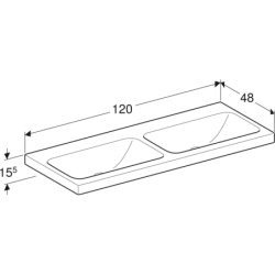 Umywalka iCon Light podwójna 120 cm, bez otworu, bez przelewu,  GEBERIT 501.838.00.7