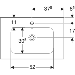 Umywalka iCon Light z powierzchnią odkładczą 75 cm, z otworem na środku, z przelewem,  GEBERIT 501.839.00.1