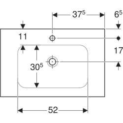 Umywalka iCon Light z powierzchnią odkładczą 75 cm, z otworem na środku, bez przelewu,  GEBERIT 501.839.00.5