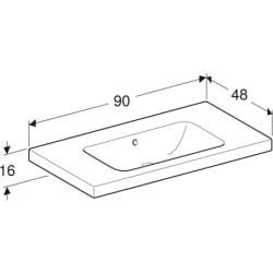 Umywalka iCon Light z powierzchnią odkładczą 90 cm, bez otworu, z przelewem,  GEBERIT 501.840.00.3