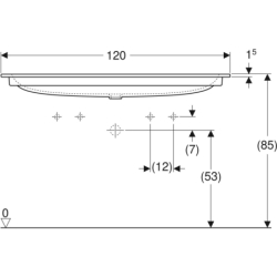 Umywalka iCon meblowa 120 cm, z otworem z lewej i prawej, bez przelewu,  GEBERIT 501.846.00.1