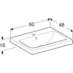 Umywalka iCon Light stawiana na blat, 60 cm z otworem na środku, z przelewem, Biały-alpin / Matowy GEBERIT 501.847.JT.1