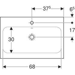 Umywalka iCon Light stawiana na blat, 75 cm, z otworem na środku, bez przelewu,  GEBERIT 501.848.00.5