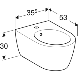 Bidet wiszący iCon, ukryte mocowania, 53 cm, z przelewem, Biały-alpin / Matowy GEBERIT 501.898.JT.1