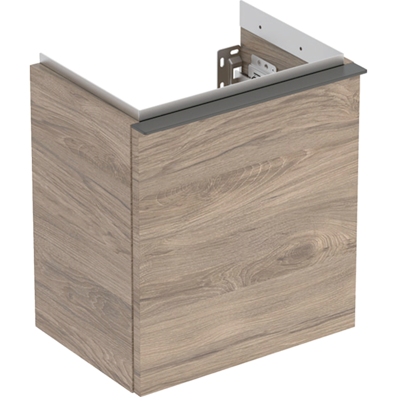 Szafka pod umywalkę iCon, 1 drzwi 37x41,5x27,9 cm, orzech hickory / melaminowa str. drewna, lava / mat GEBERIT 502.300.JR.1