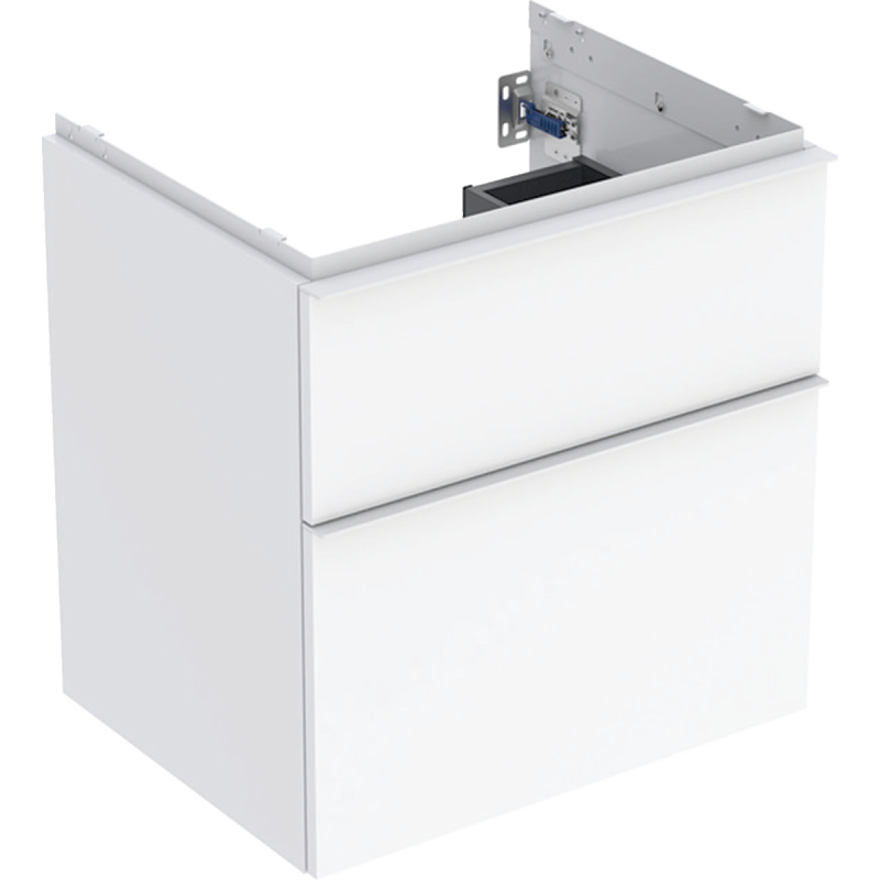 Szafka pod umywalkę iCon, z 2 szuflady 59,2x61,5x47,6 cm, biały / lakier na wysoki połysk, biały / matowy GEBERIT 502.303.01.1