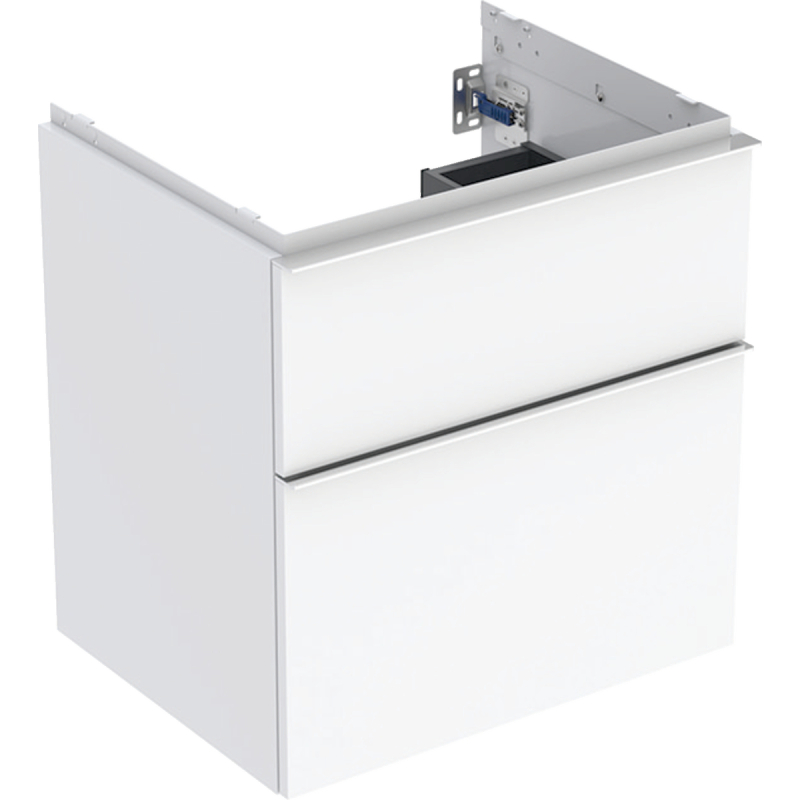 Szafka pod umywalkę iCon, z 2 szuflady 59,2x61,5x47,6 cm, biały / lakier połysk, chrom GEBERIT 502.303.01.2