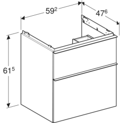 Szafka pod umywalkę iCon, z dwoma szufladami 59,2x61,5x47,6 cm, biały / lakierowany matowy, biały / matowy GEBERIT 502.303.01.3