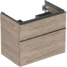 Szafka pod umywalkę iCon, z 2 szuflady 74x61,5x47,6 cmorzech hickory / melaminowa str. drewna, lava / mat GEBERIT 502.304.JR.1