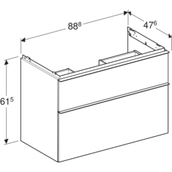 Szafka pod umywalkę iCon, z dwoma szufladami 88,8x61,5x47,6 cm, lava / lakierowany matowy, lava / matowy GEBERIT 502.305.JK.1