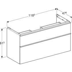 Szafka pod umywalkę iCon, z 2 szuflady 118,4x61,5x47,6 cm, biały / lakier na wysoki połysk, biały / matowy GEBERIT 502.306.01.1