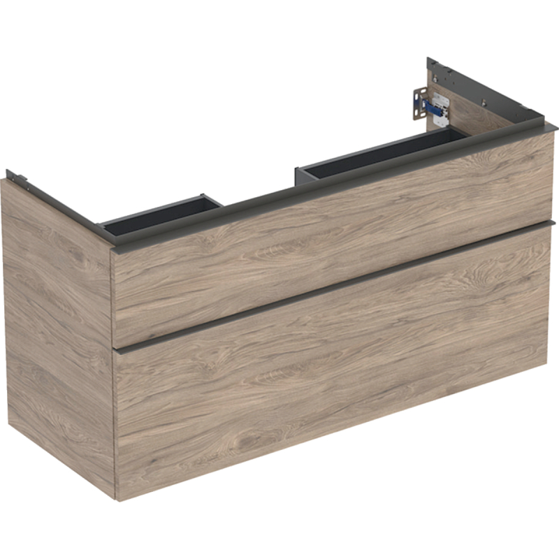 Szafka podumyw. iCon, z 2 szuflady 118,4x61,5x47,6 cm, orzech hickory, melaminowa, str. drewna, lava, mat GEBERIT 502.306.JR.1