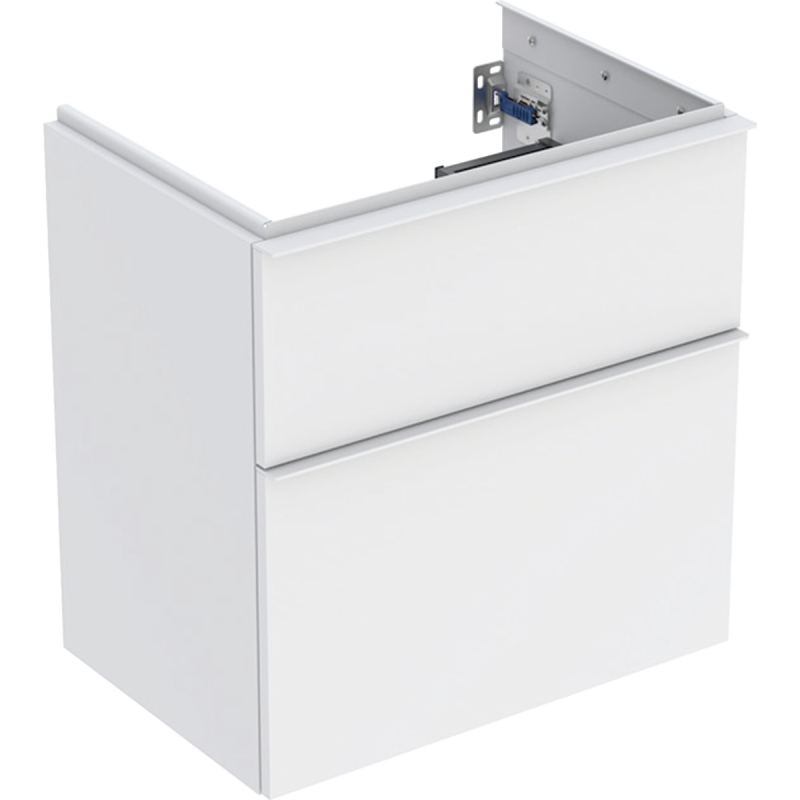 Szafka pod umywalkę iCon, z 2 szuflady, krótka 59,2x61,5x41,6 cm biały / lakier matowy, biały / matowy GEBERIT 502.307.01.3