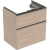 Szafka pod umywalkę iCon, z 2 szuflady, krótka 59,2x61,5x41,6 cm dąb / melaminowa str. drewna, lava / mat GEBERIT 502.307.JH.1