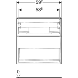 Szafka pod umywalkę iCon, z 2 szuflady, krótka 59,2x61,5x41,6 cm dąb / melaminowa str. drewna, lava / mat GEBERIT 502.307.JH.1