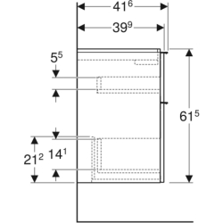 Szafka pod umywalkę iCon, z 2 szuflady, krótka 59,2x61,5x41,6 cm dąb / melaminowa str. drewna, lava / mat GEBERIT 502.307.JH.1