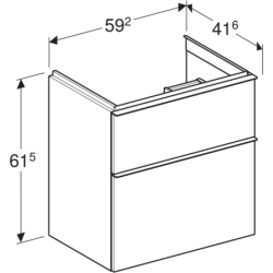 Szafka pod umywalkę iCon, z 2 szuflady, krótka 59,2x61,5x41,6 cm dąb / melaminowa str. drewna, lava / mat GEBERIT 502.307.JH.1