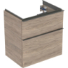 Szafka podumyw. iCon, 2 szuflady, krótka 59,2x61,5x41,6cm orzech hickory/melaminowa, str. drewna, lava/mat GEBERIT 502.307.JR.1