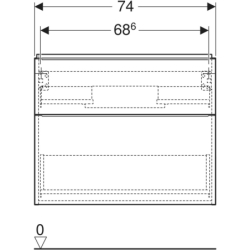 Szafka pod umywalkę iCon, z 2 szuflady, krótka 74x61,5x41,6 cm, dąb / melaminowa str. drewna, lava / mat GEBERIT 502.308.JH.1