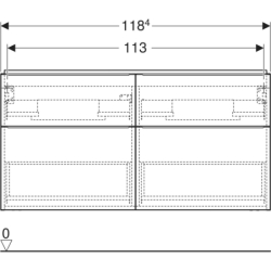 Szafka iCon pod umywalkę podwójną, 4 szuflady 118,4x61,5x47,6 cm, biały / lakier połysk, chrom GEBERIT 502.309.01.2