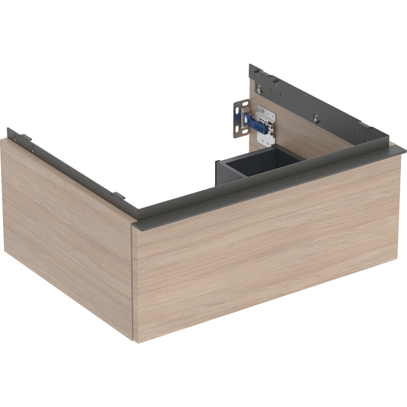 Szafka pod umywalkę iCon, z jedną szufladą 59,2x24,7x47,6 cm, dąb / melaminowa str. drewna, lava / mat GEBERIT 502.310.JH.1