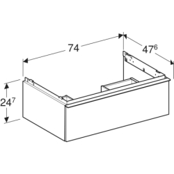 Szafka pod umywalkę iCon, z jedną szufladą 74x24,7x47,6 cm, biały / lakierowany matowy, biały / matowy GEBERIT 502.311.01.3