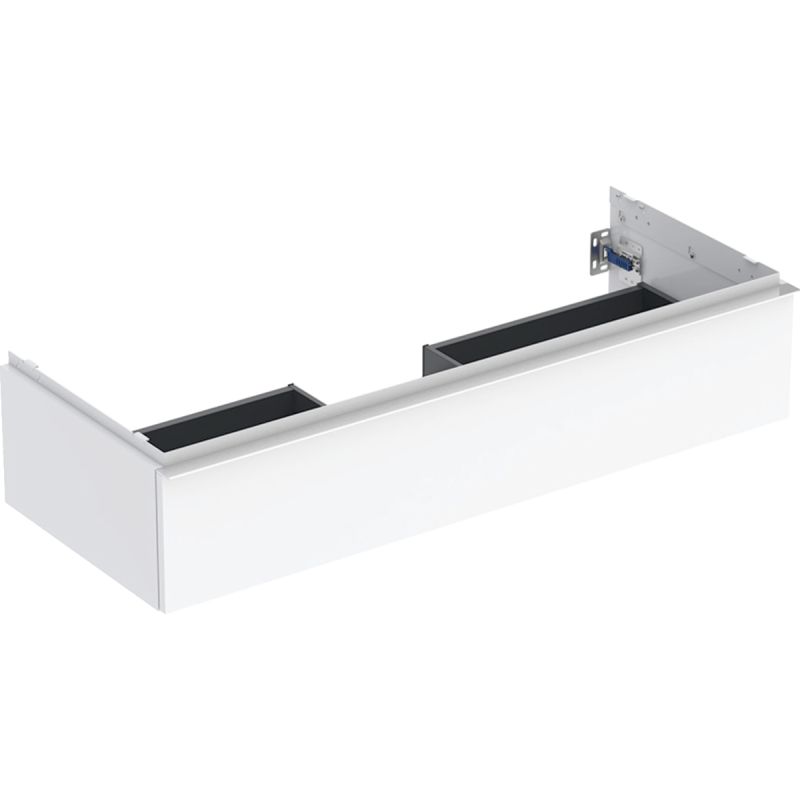 Szafka pod umywalkę iCon, z jedną szufladą 118,4x24,7x47,6 cm, biały / lakier połysk, chrom GEBERIT 502.313.01.2