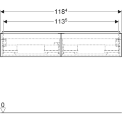 Szafka iCon podumyw. podwójną, 2 szuflady 118,4x24,7x47,6cm, orzech hickory/melam., str. drewna, lava/mat GEBERIT 502.314.JR.1