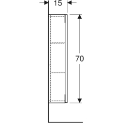 Górna szafka iCon prostokątna, z jednymi drzwiami 45 cm x 70 cm x 15 cm, Dąb / Melamina, struktura drewna GEBERIT 502.318.JH.1