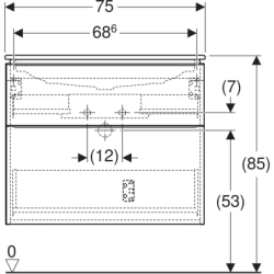 Set: iCon slim umyw. 75cm, z szafką podumyw., 2 szuflady, szary piaskowy/lakier, połysk, szary piaskowy/mat GEBERIT 502.336.JL.1