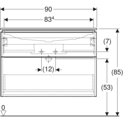 Set: umyw. meb. iCon slim, z szafką podumyw., 2 szuflady,  umywalka-90cm, biały/lakier mat, biały/mat GEBERIT 502.337.01.3