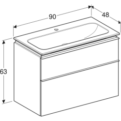 Set: iCon slim umyw. 90cm, z szafką podumyw., 2 szuflady, szary piaskowy/lakier, połysk, szary piaskowy/mat GEBERIT 502.337.JL.1