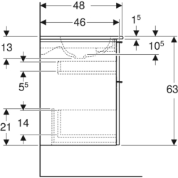 Set: umyw. meb. iCon slim, z szafką podumyw., 2 szuflady,  umywalka-120cm, biały/lakier mat, biały/mat GEBERIT 502.338.01.3