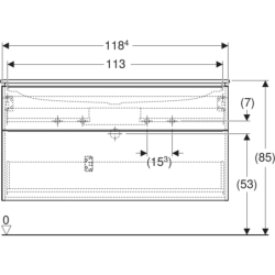 Set: umyw. meb. iCon slim, z szafką podumyw., 2 szuflady,  umywalka-120cm, lava/lakier mat, lava/mat GEBERIT 502.338.JK.1