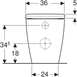 Stojąca miska WC iCon  przylegająca do ściany, ukryte mocowania, Rimfree, Biały-alpin, mat, zestaw z deską GEBERIT 502.383.JT.1