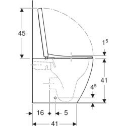 Stojąca miska WC iCon  przylegająca do ściany, ukryte mocowania, Rimfree, Biały-alpin, mat, zestaw z deską GEBERIT 502.383.JT.1