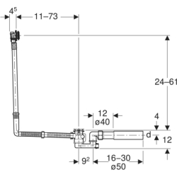 Zestaw odpływowo-przelewowy do wanien niestandardowych, do baterii podtynkowej GEBERIT 150.701.00.6