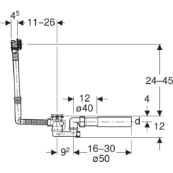 Zestaw odpływowo-przelewowy do wanien, do baterii podtynkowej, kompletny GEBERIT 150.710.21.6
