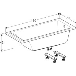 SELNOVA SQUARE wanna prostokątna 160x70 cm GEBERIT 554.382.01.1