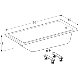 SELNOVA SQUARE wanna prostokątna 180x80 cm GEBERIT 554.386.01.1