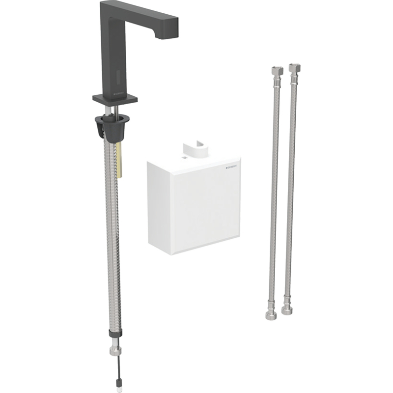 Bateria umywalkowa Brenta, stojąca, na baterie, z natynk. skrzynią funkcji, z termostatem, czarny mat GEBERIT 116.178.14.1