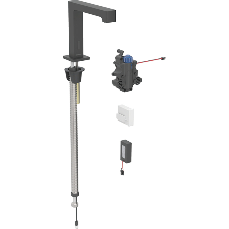 Bateria umywalkowa Brenta, stojąca, na baterie, do podtynk. skrzyni funkcji, z termostatem, czarny mat GEBERIT 116.198.14.1