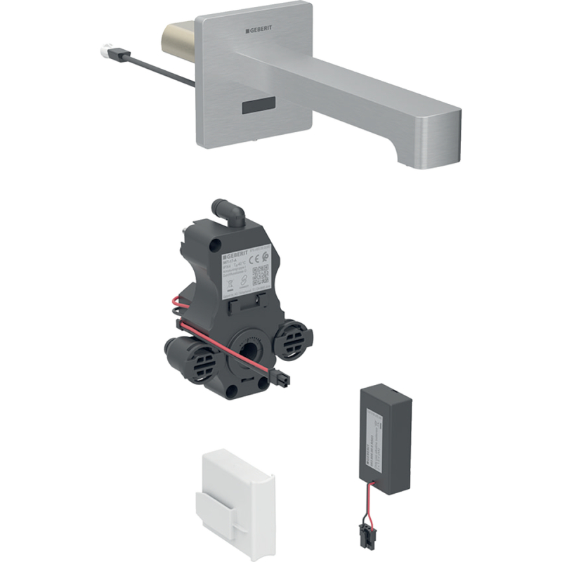 Bateria umyw. Brenta, ścienna, na baterie, do podtynk. skrzyni funkcji, z mieszaczem, L17, stal nierdzewna GEBERIT 116.274.SN.1