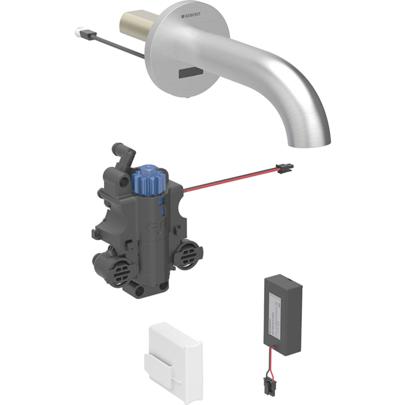 Bateria umyw. Piave, ścienna, na baterie, do skrzynki podtynk., z termostatem, L22cm, dtal nierdzewna GEBERIT 116.288.SN.1